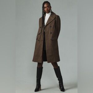 Maeve Double-Breasted Plaid Peacoat